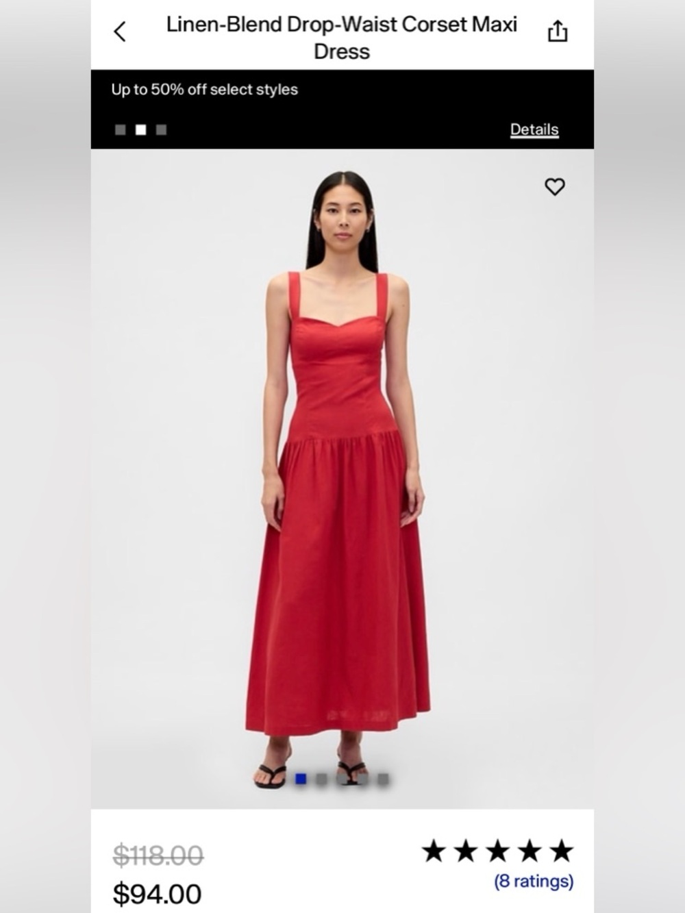 GAP linen blend drop waist corset maxi dress. size x small. red. NEW WITH TAGS.